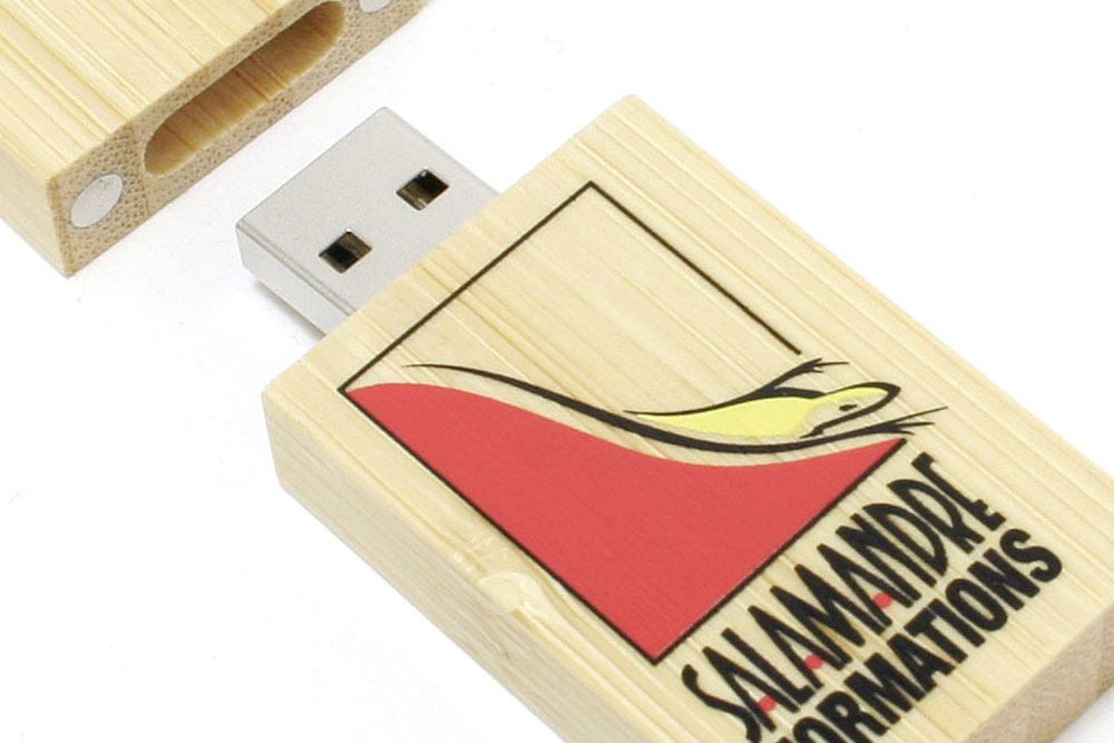 Tampographie sur cle usb Bois Carre